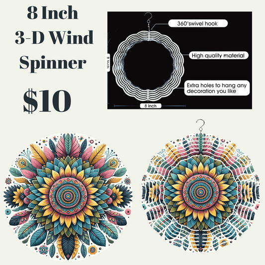 Vibrant Mandala Harmony 3D Wind Spinner