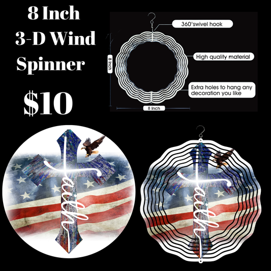 Patriotic Faith 3D Wind Spinner