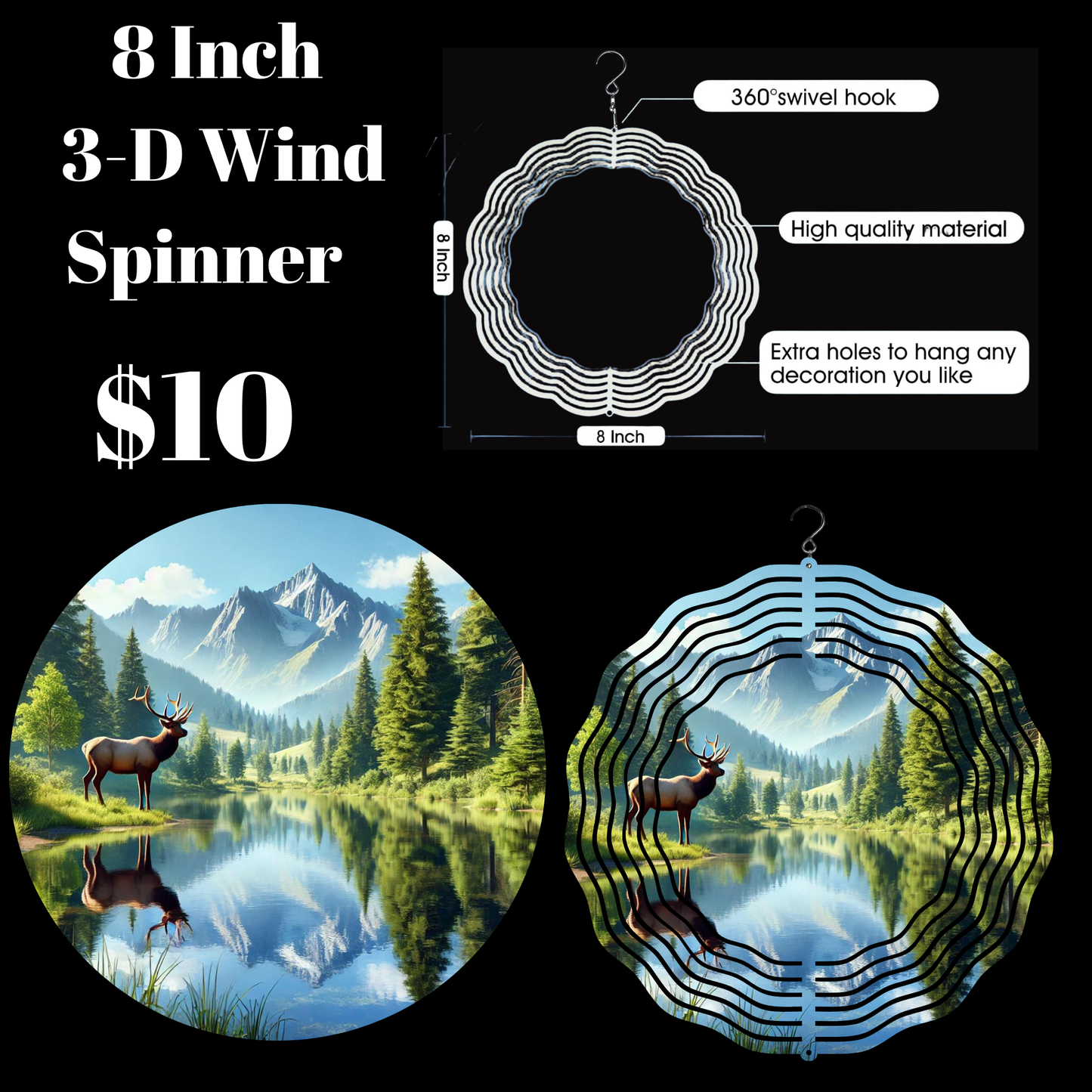 Nature's Tranquility 3-D Wind Spinners – 8 Inch