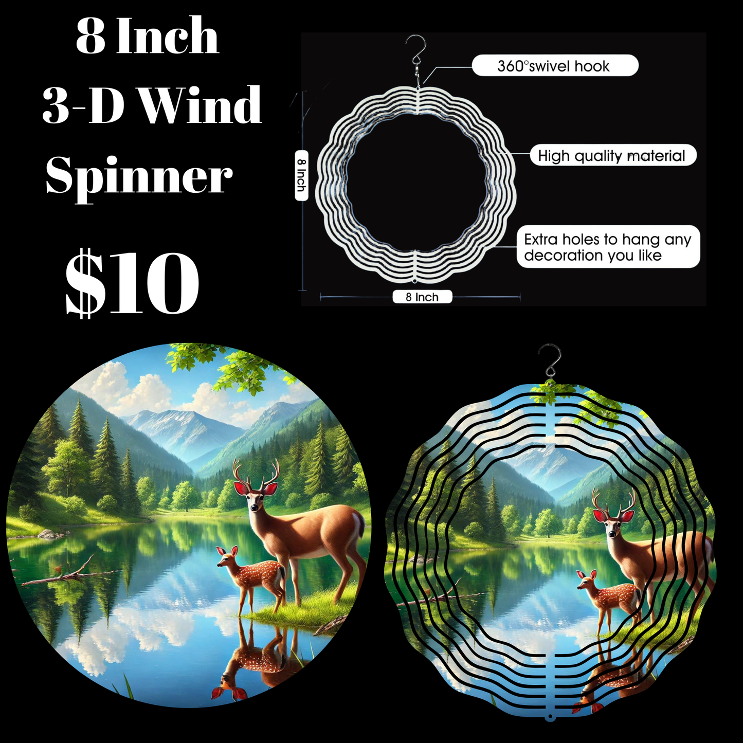 Nature's Tranquility 3-D Wind Spinners – 8 Inch