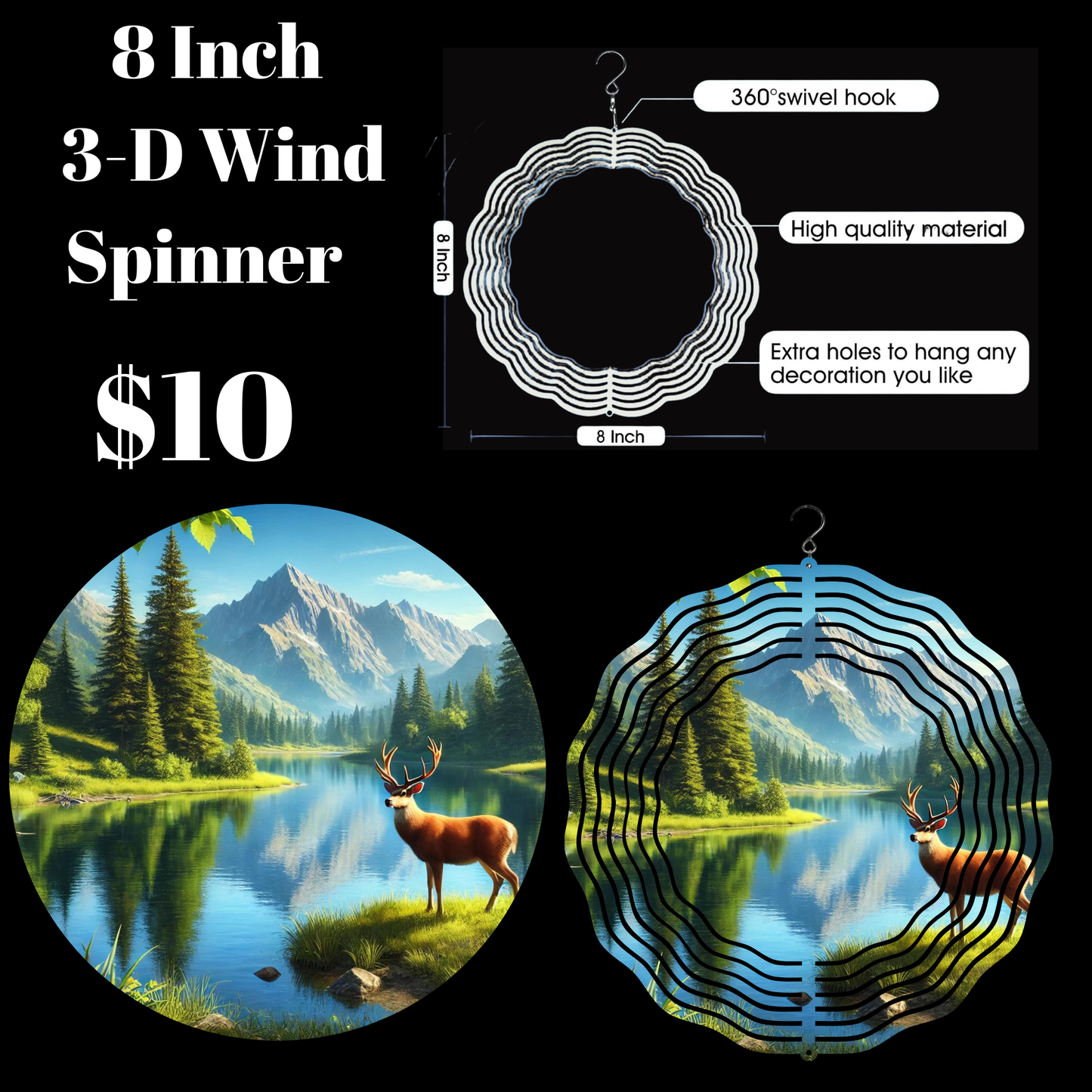 Nature's Tranquility 3-D Wind Spinners – 8 Inch