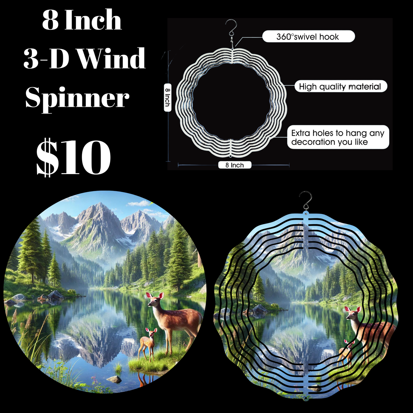 Nature's Tranquility 3-D Wind Spinners – 8 Inch