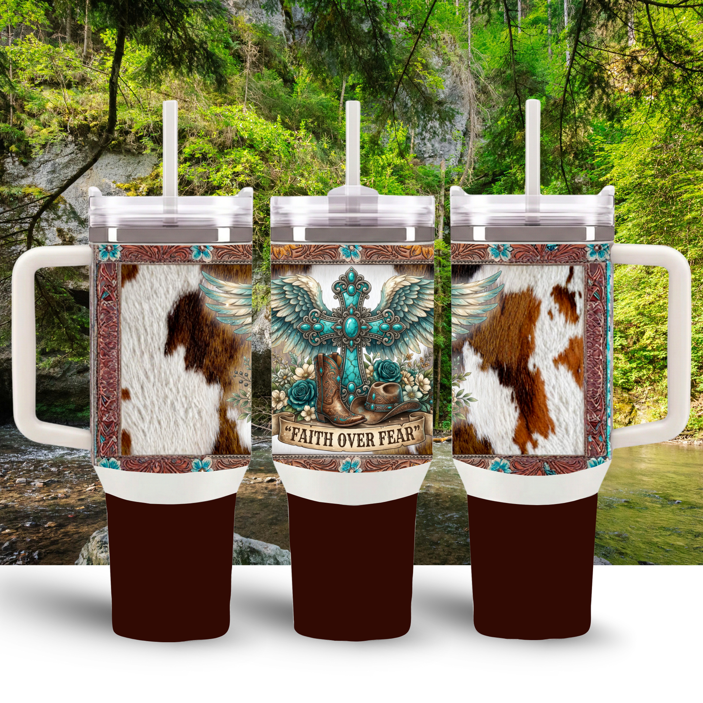 Faith Over Fear Western Tumbler – 30 oz Double-Wall Insulated Stainless Steel