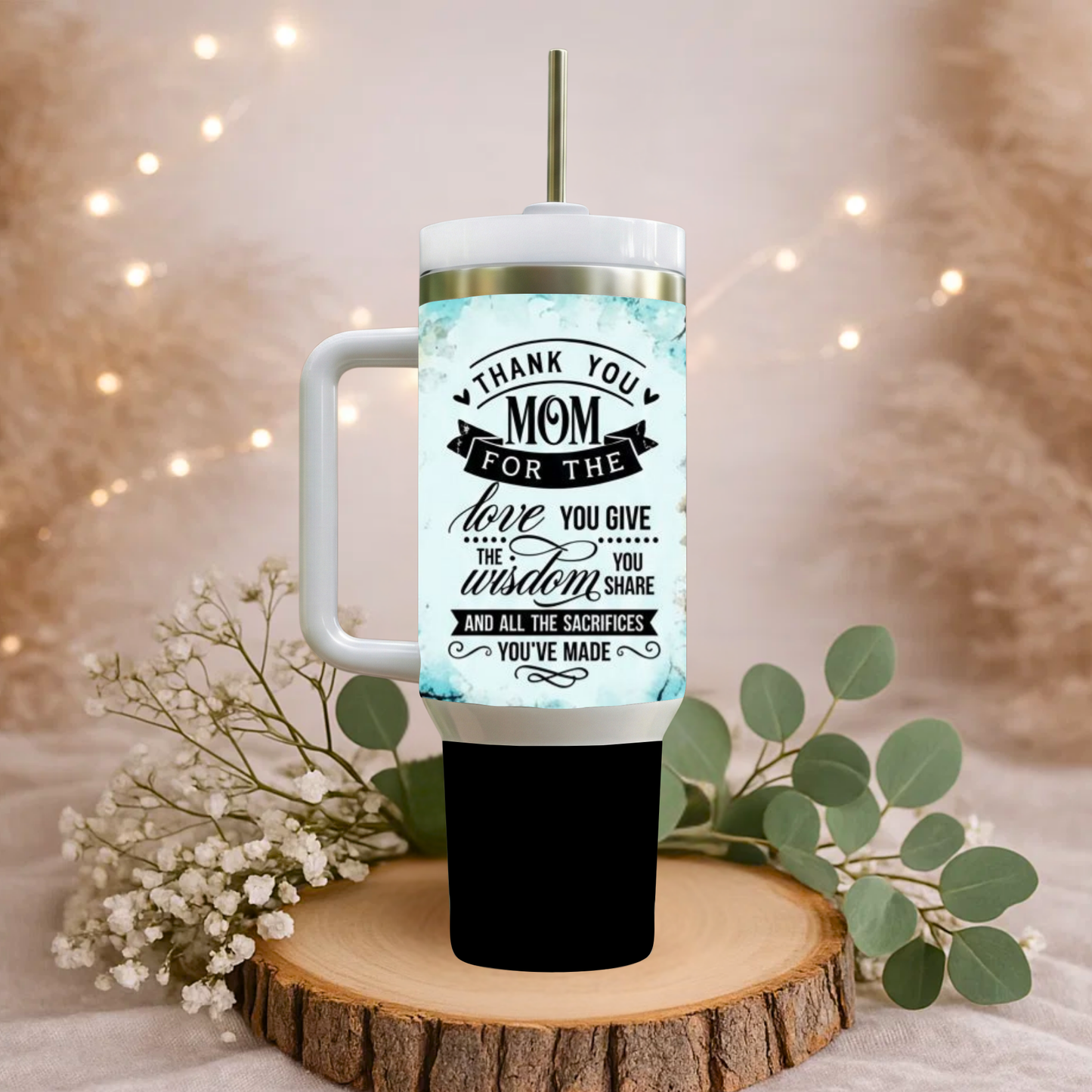 “Wild Love Mom 30oz Insulated Tumbler – Leopard Watercolor Edition”