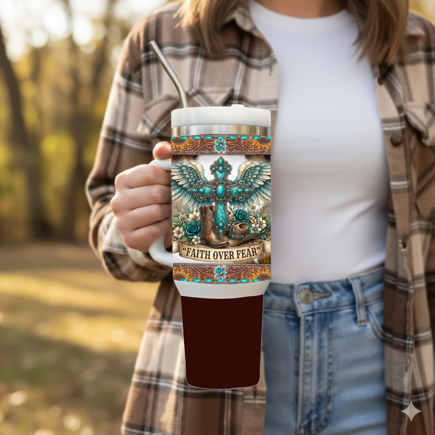 Faith Over Fear Western Tumbler – 30 oz Double-Wall Insulated Stainless Steel