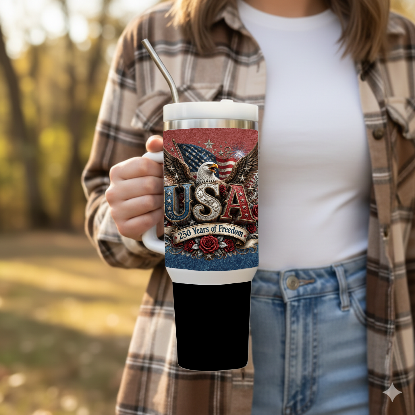 Glory & Grip USA 250 Years of Freedom Handle Tumbler 30 oz Double Wall Insulated