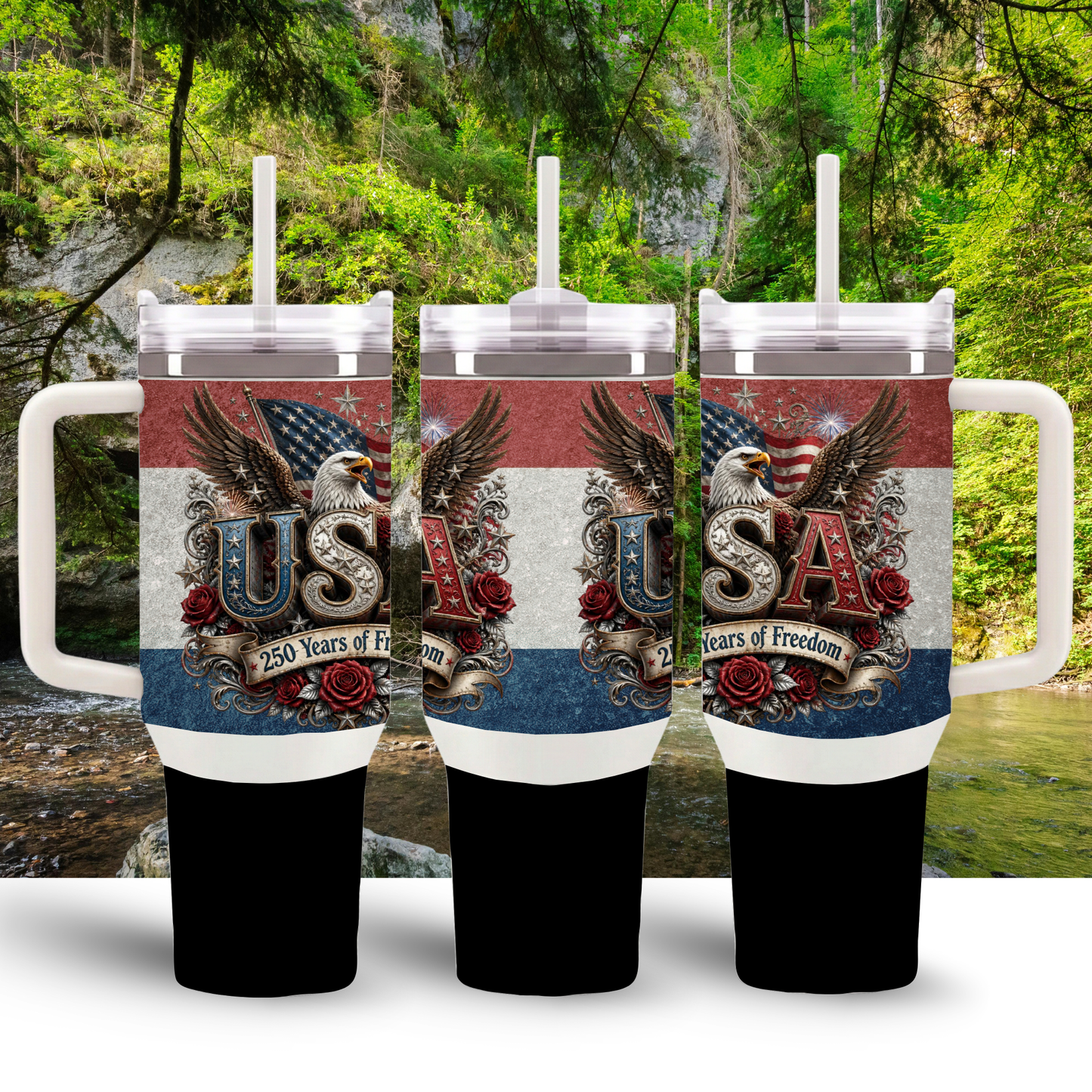 Glory & Grip USA 250 Years of Freedom Handle Tumbler 30 oz Double Wall Insulated