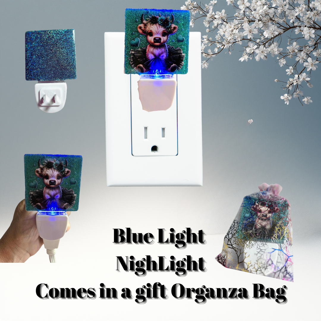 Teal Sparkle Ballerina Calf Blue-Glow Night Light + Gift Organza Bag