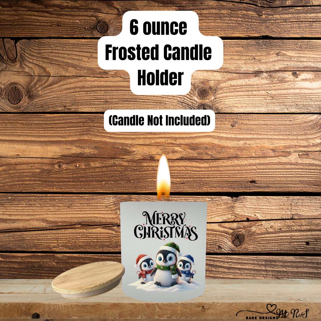 Penguin Pals “Merry Christmas” Frosted Candle Holders