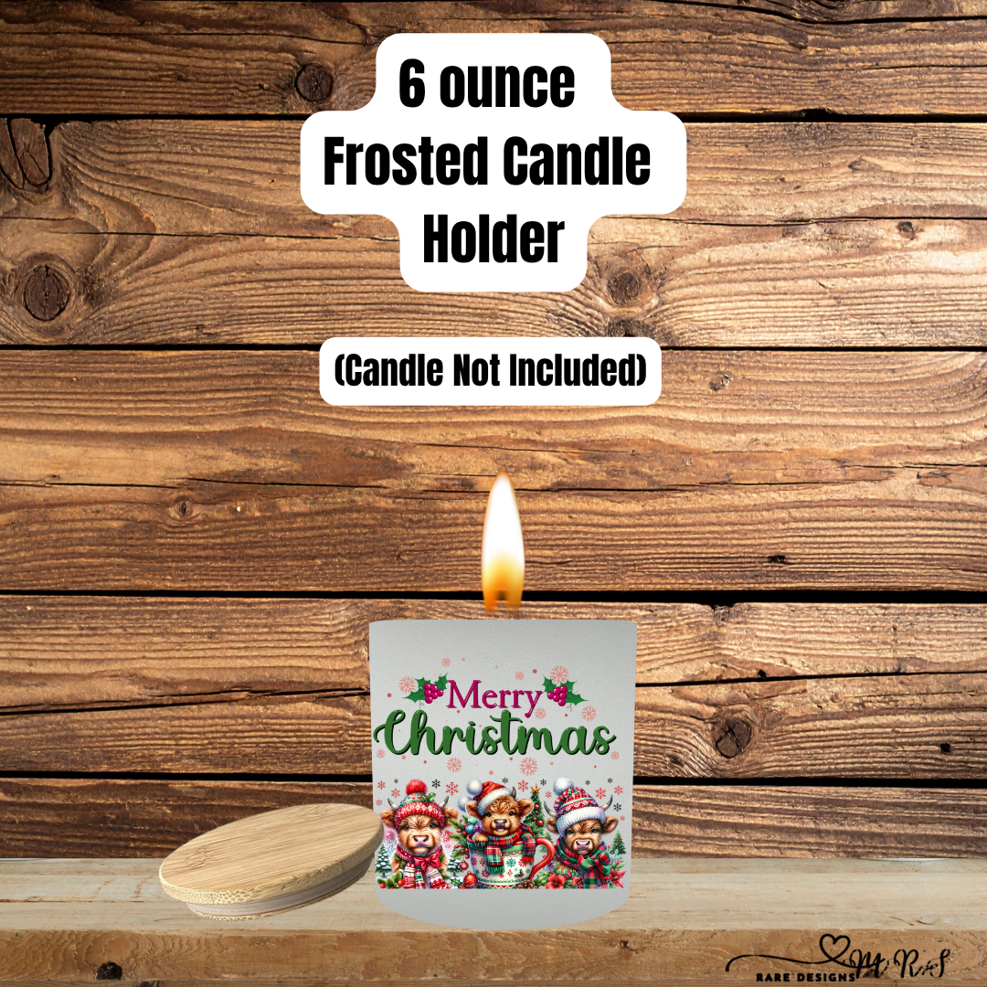 Merry Christmas Frosted Candle Holder