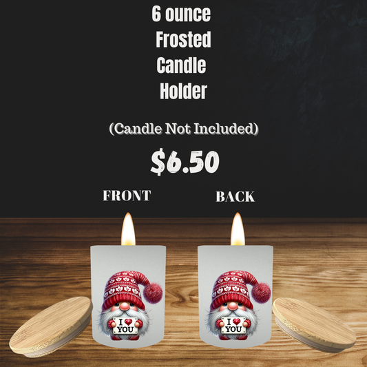 Cozy Gnome Love Frosted Candle Holder