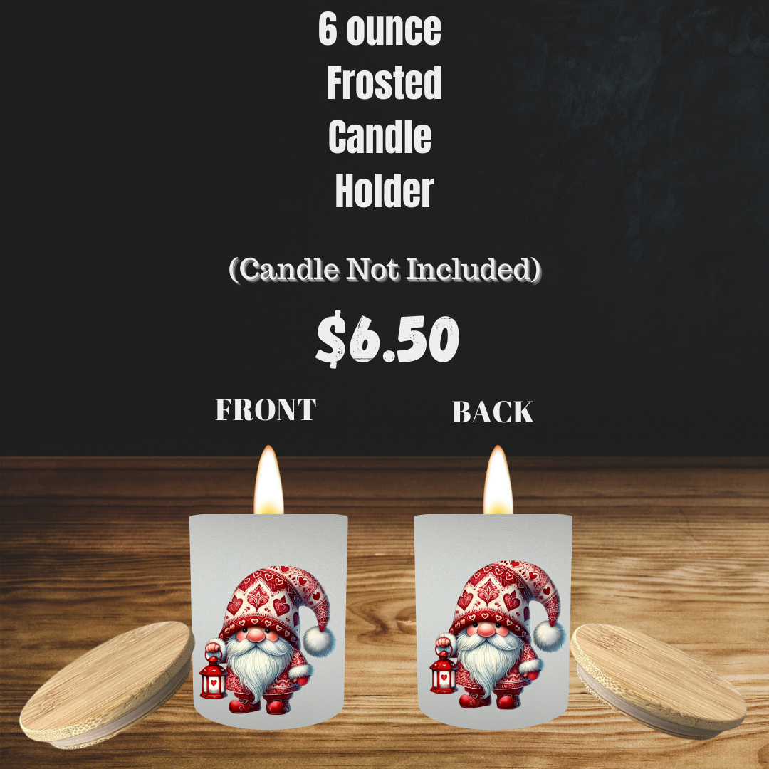 Cozy Gnome Love Frosted Candle Holder