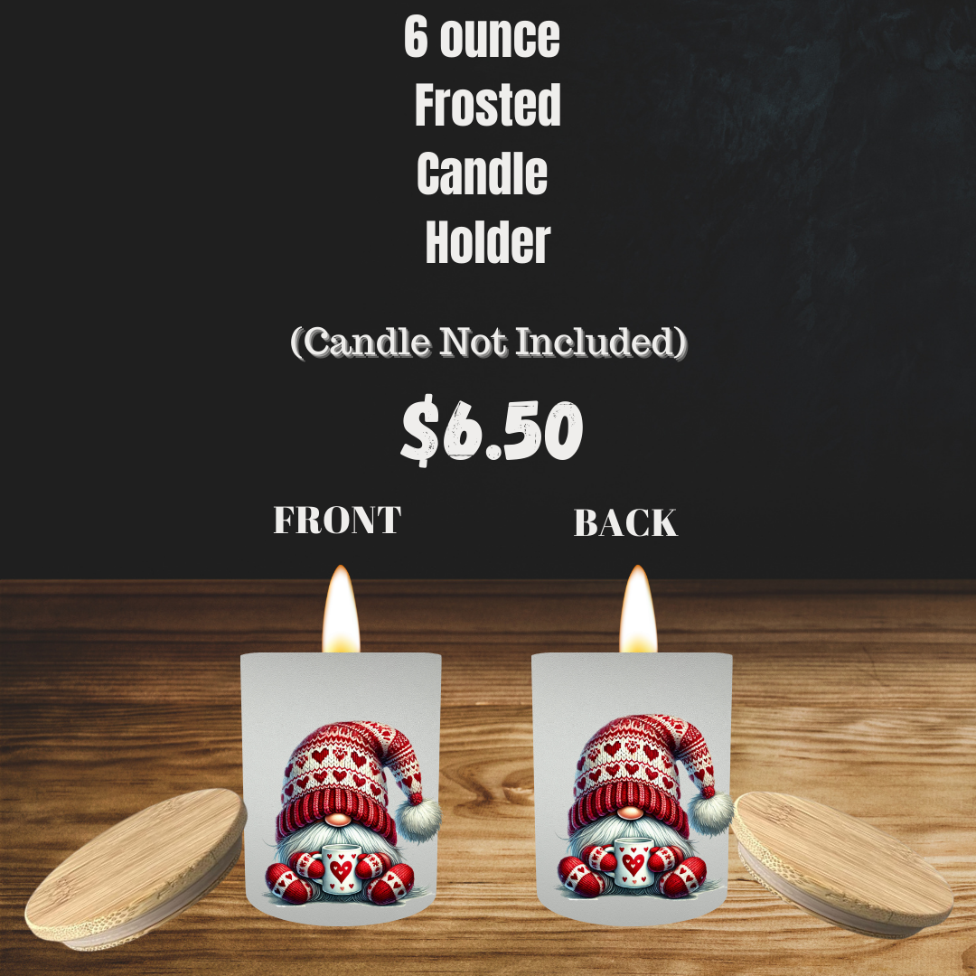 Cozy Gnome Love Frosted Candle Holder