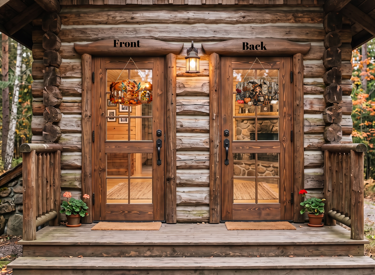🍂🎃 "Front Porch Flip" Double-Sided Harvest & Halloween Sign