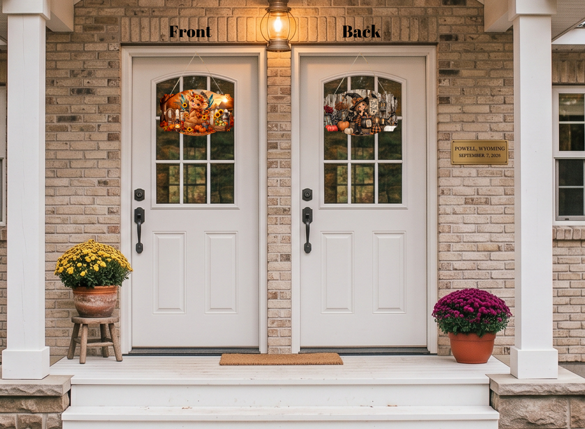 🍂🎃 "Front Porch Flip" Double-Sided Harvest & Halloween Sign