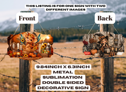 🍂🎃 "Front Porch Flip" Double-Sided Harvest & Halloween Sign