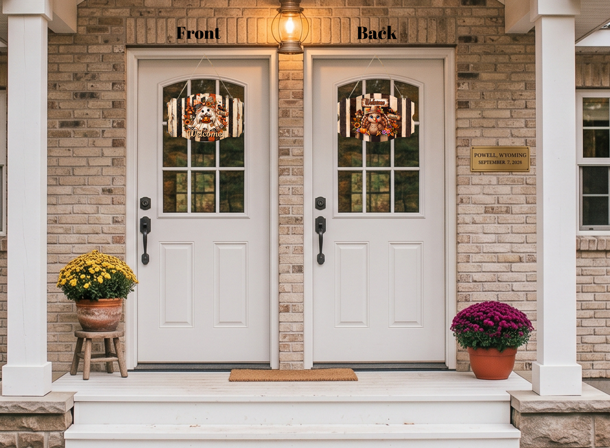 Rustic Harvest Reversible Welcome Sign (Halloween & Thanksgiving Edition)