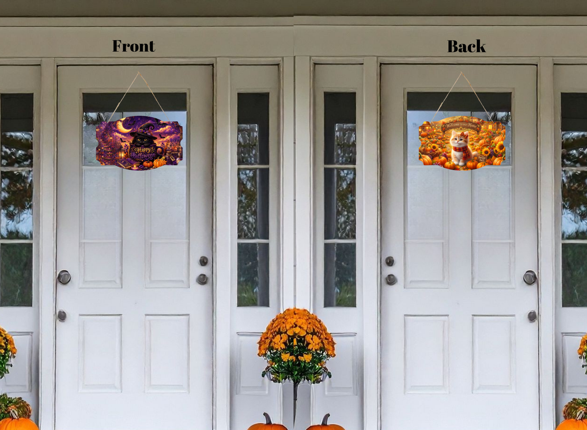 Spooky-to-Sweet Double-Sided Seasonal Metal Sign