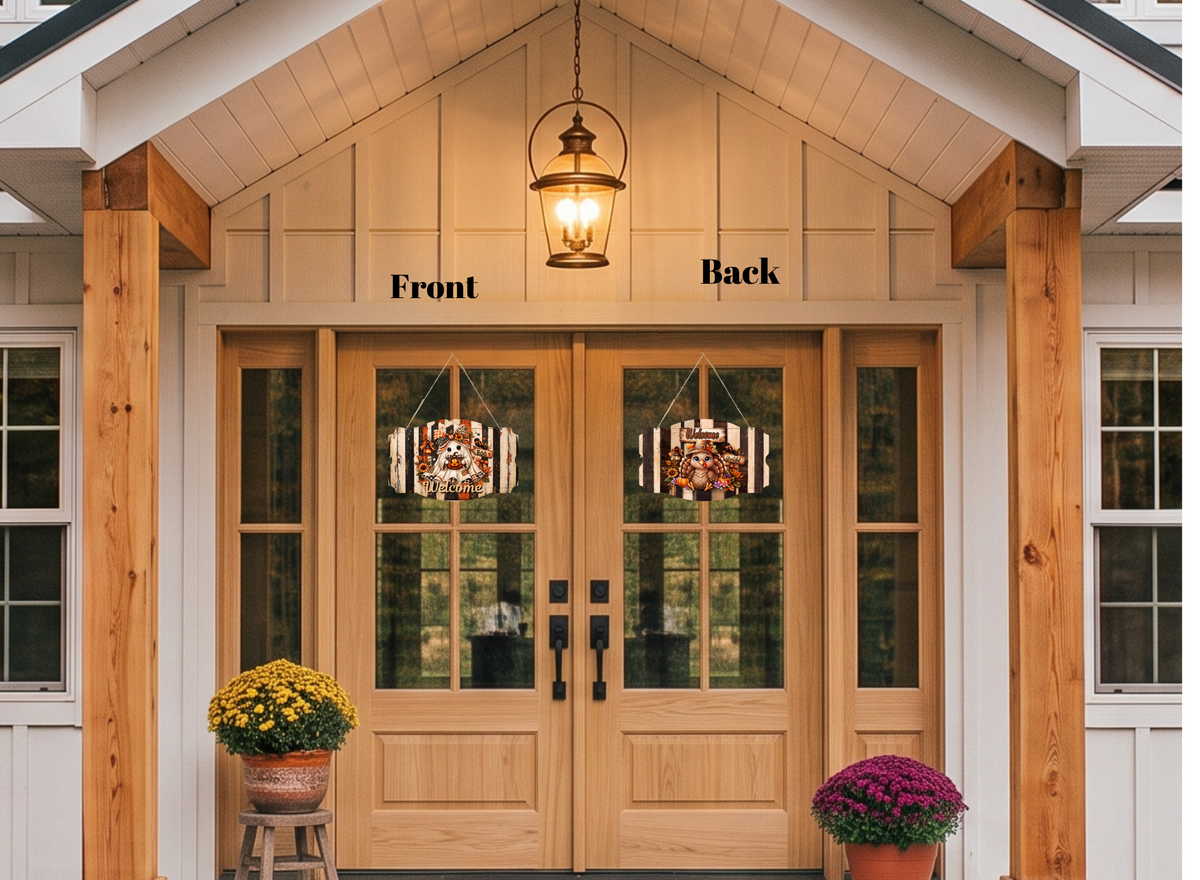 Rustic Harvest Reversible Welcome Sign (Halloween & Thanksgiving Edition)