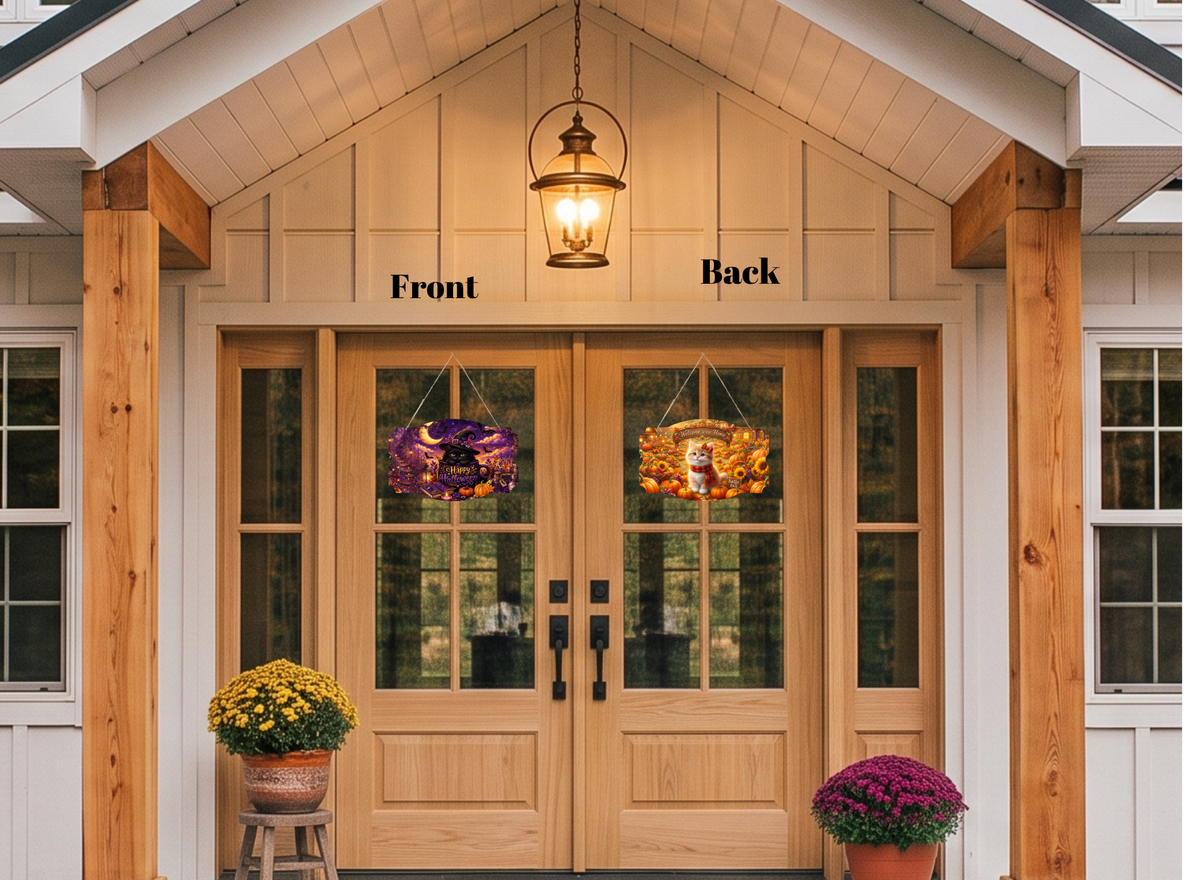 Spooky-to-Sweet Double-Sided Seasonal Metal Sign