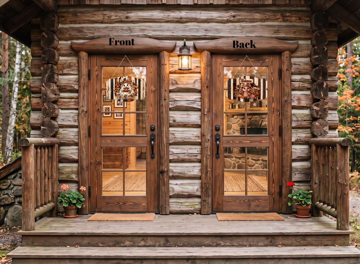 Rustic Harvest Reversible Welcome Sign (Halloween & Thanksgiving Edition)