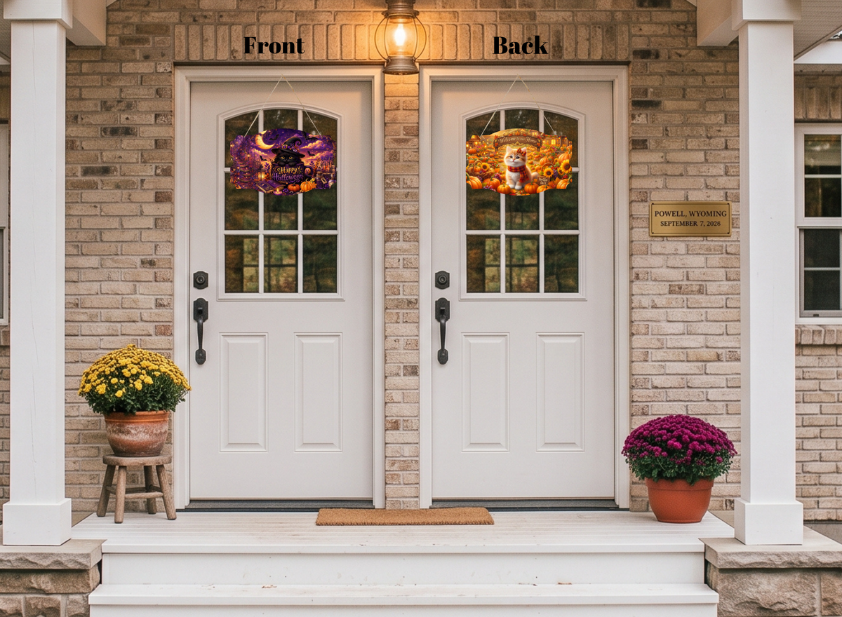 Spooky-to-Sweet Double-Sided Seasonal Metal Sign