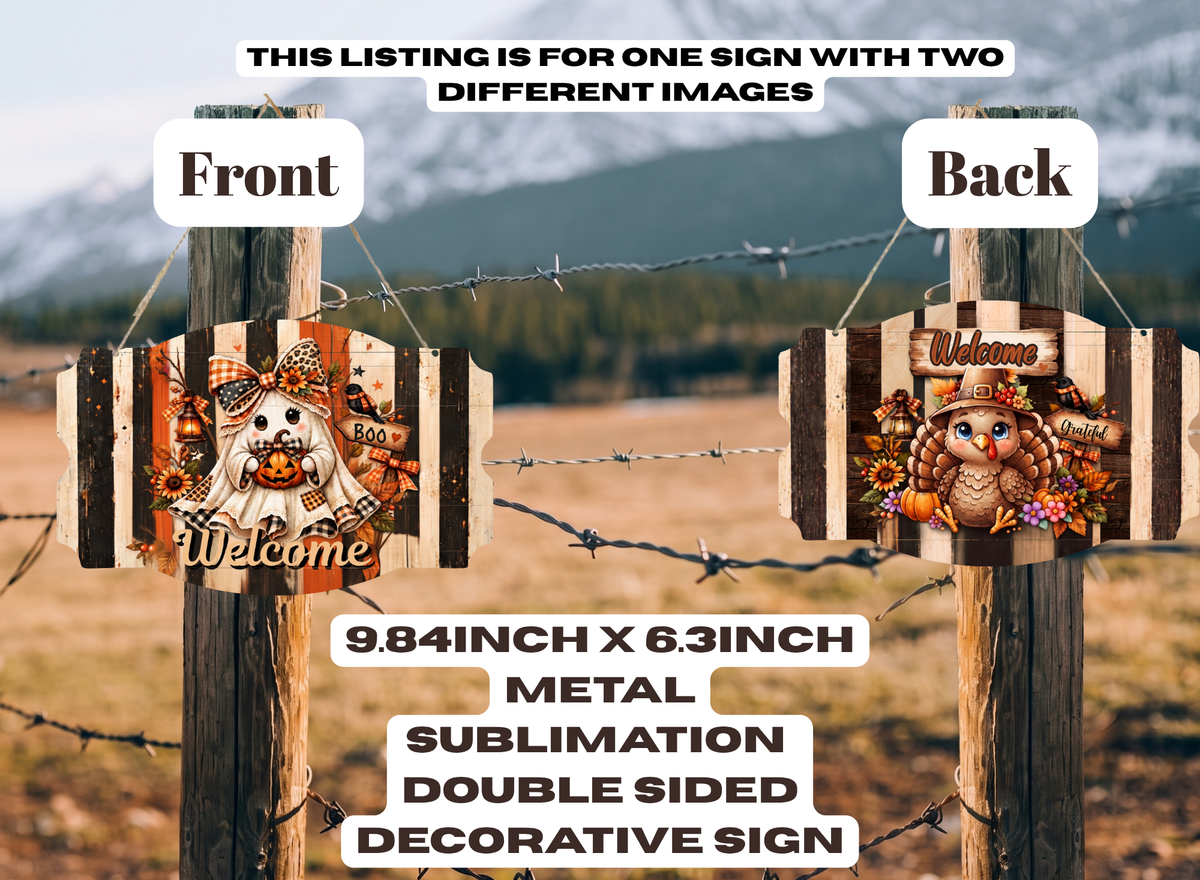 Rustic Harvest Reversible Welcome Sign (Halloween & Thanksgiving Edition)