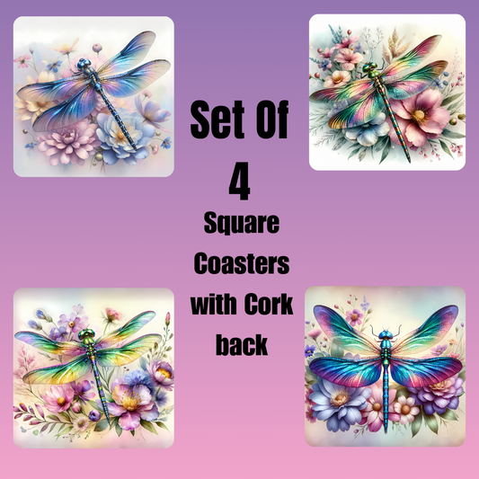 Whimsy Wings Dragonfly Coaster Set