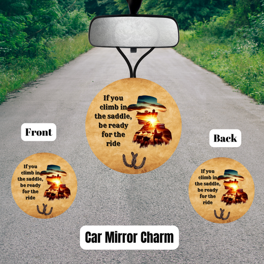 Saddle Up Sunset Car Mirror Charm