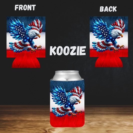 🦅American Eagle “Firework Fade” Koozie