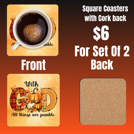Divine Autumn Cork-Back Coasters