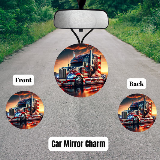 Patriotic Trucker Car Mirror Charm