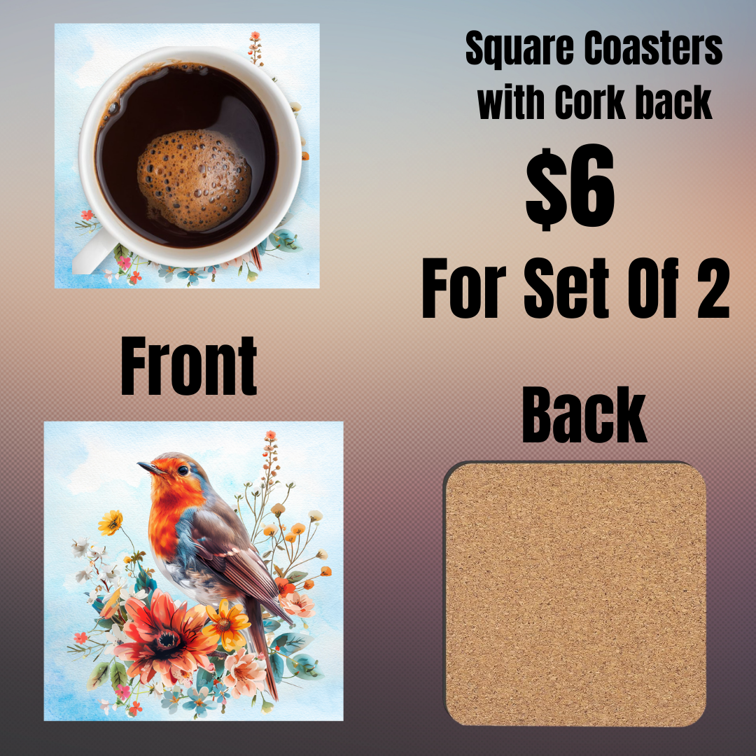 Charming Bird Square Coaster Set