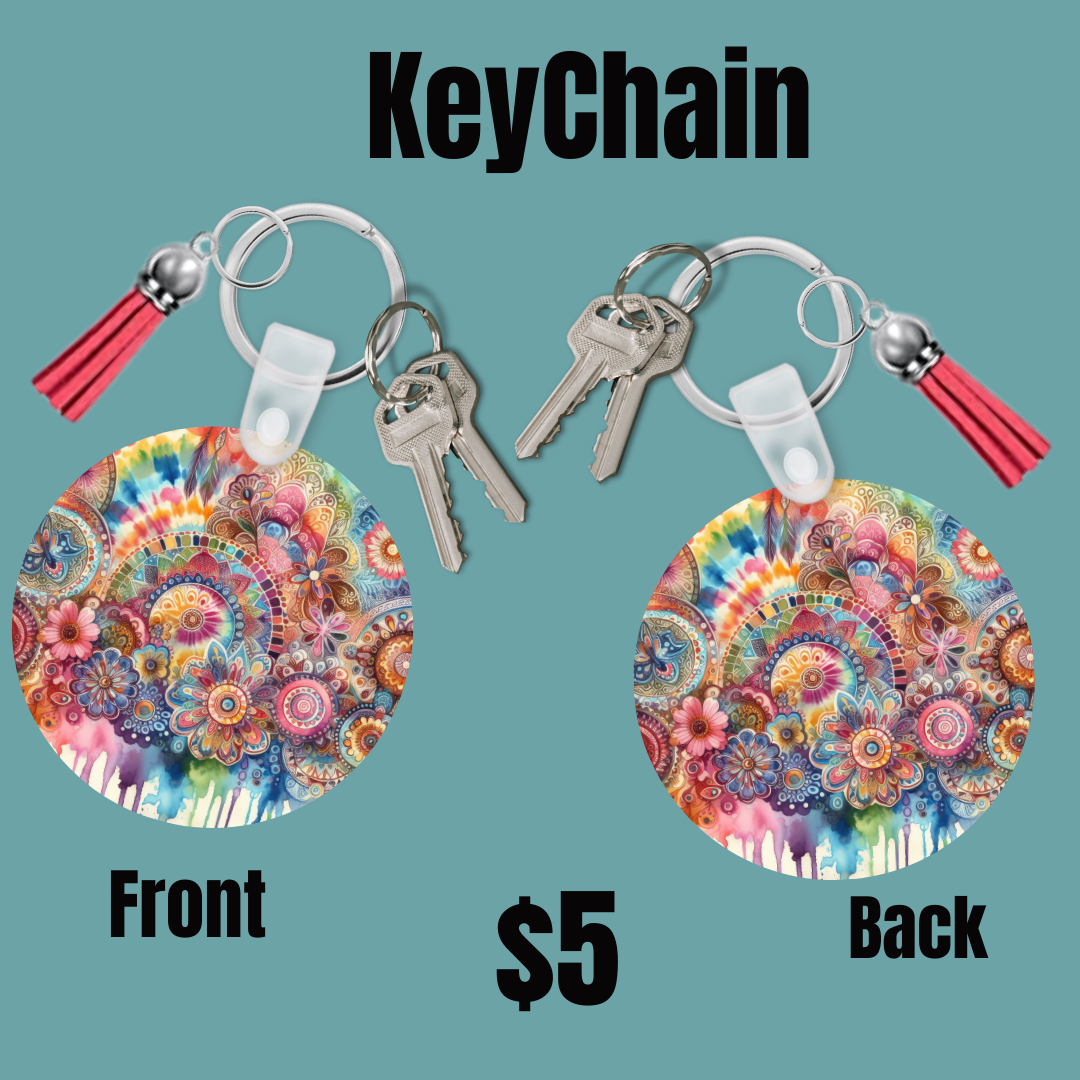 Colorful Floral Mandala Keychains