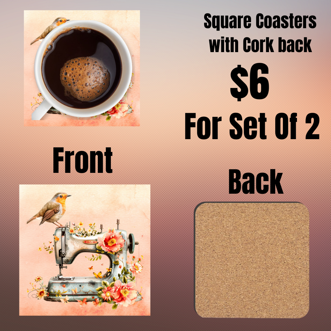 Charming Bird Square Coaster Set