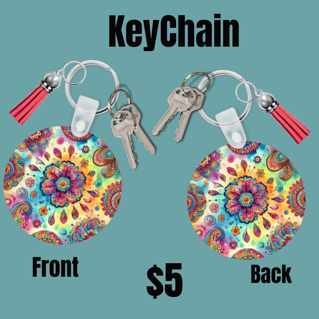 Colorful Floral Mandala Keychains