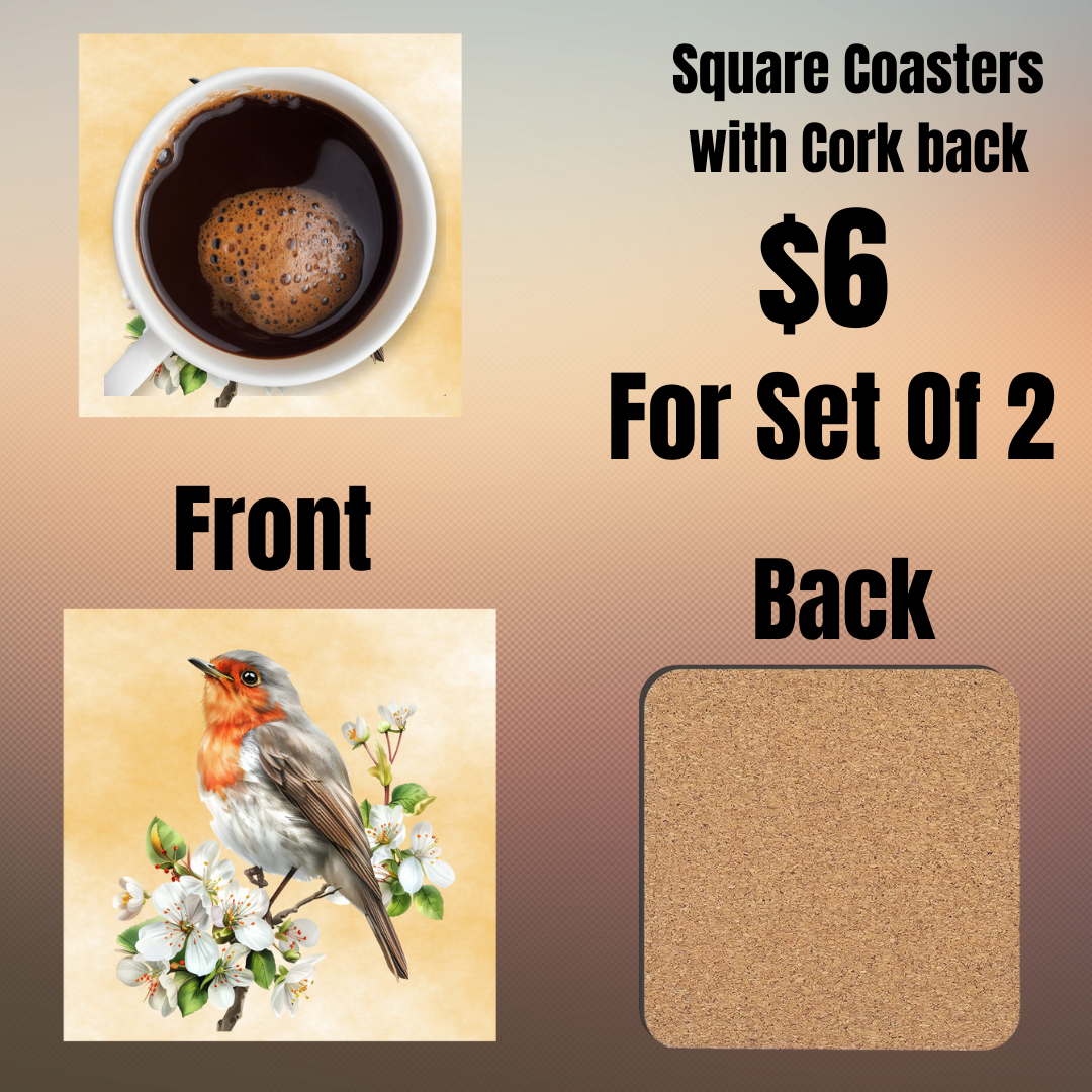 Charming Bird Square Coaster Set