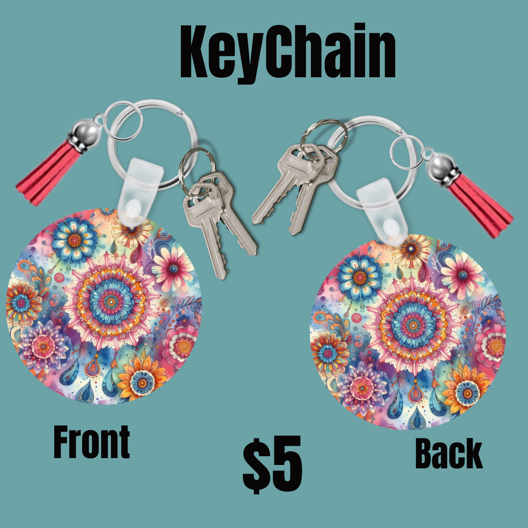 Colorful Floral Mandala Keychains