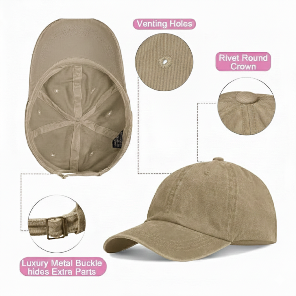 Western Bow Patch Khaki Dad Hat – 100% Fabric Adjustable Cap