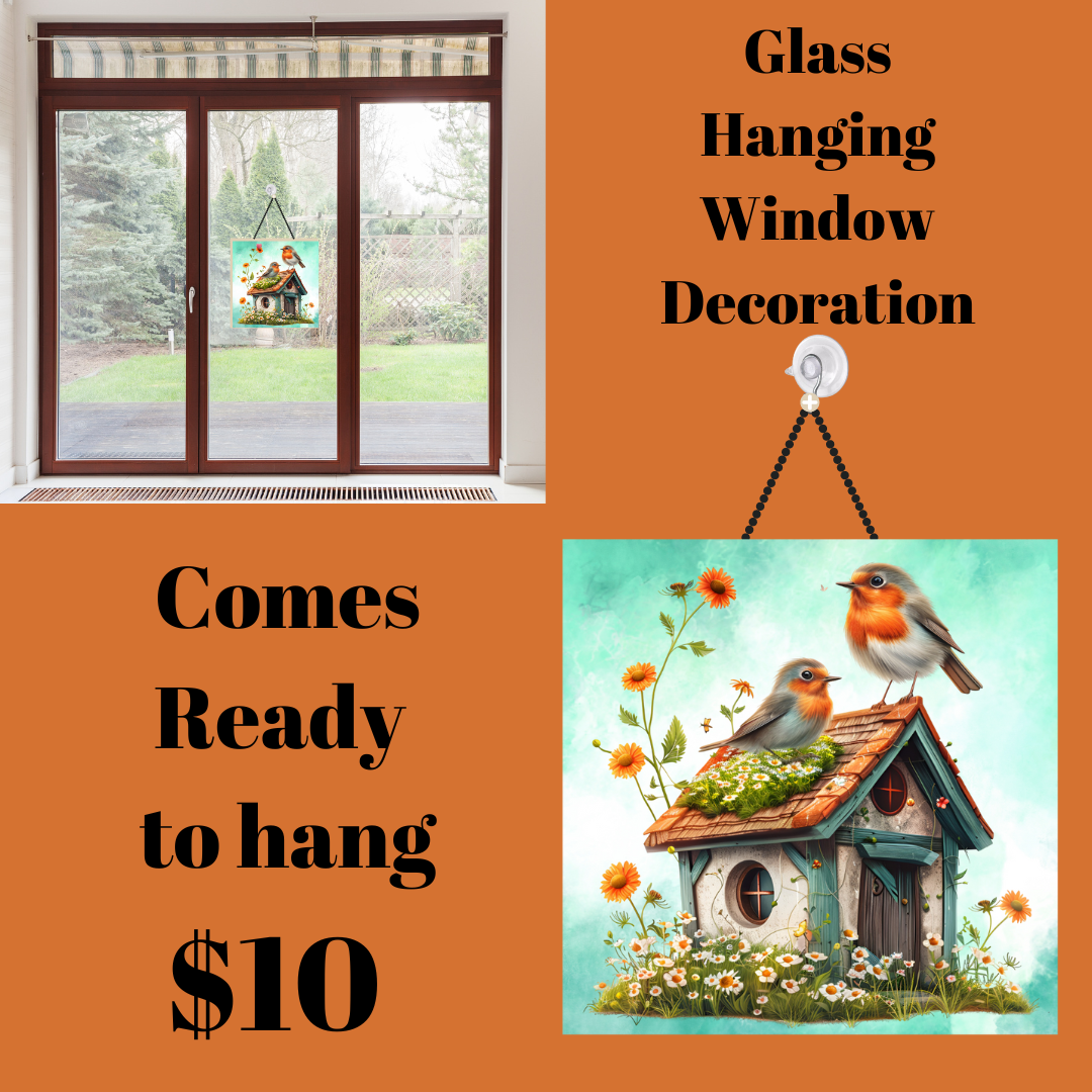 Elegant Bird Glass Hanging Window Decoration