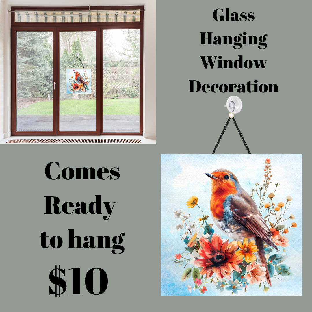 Elegant Bird Glass Hanging Window Decoration