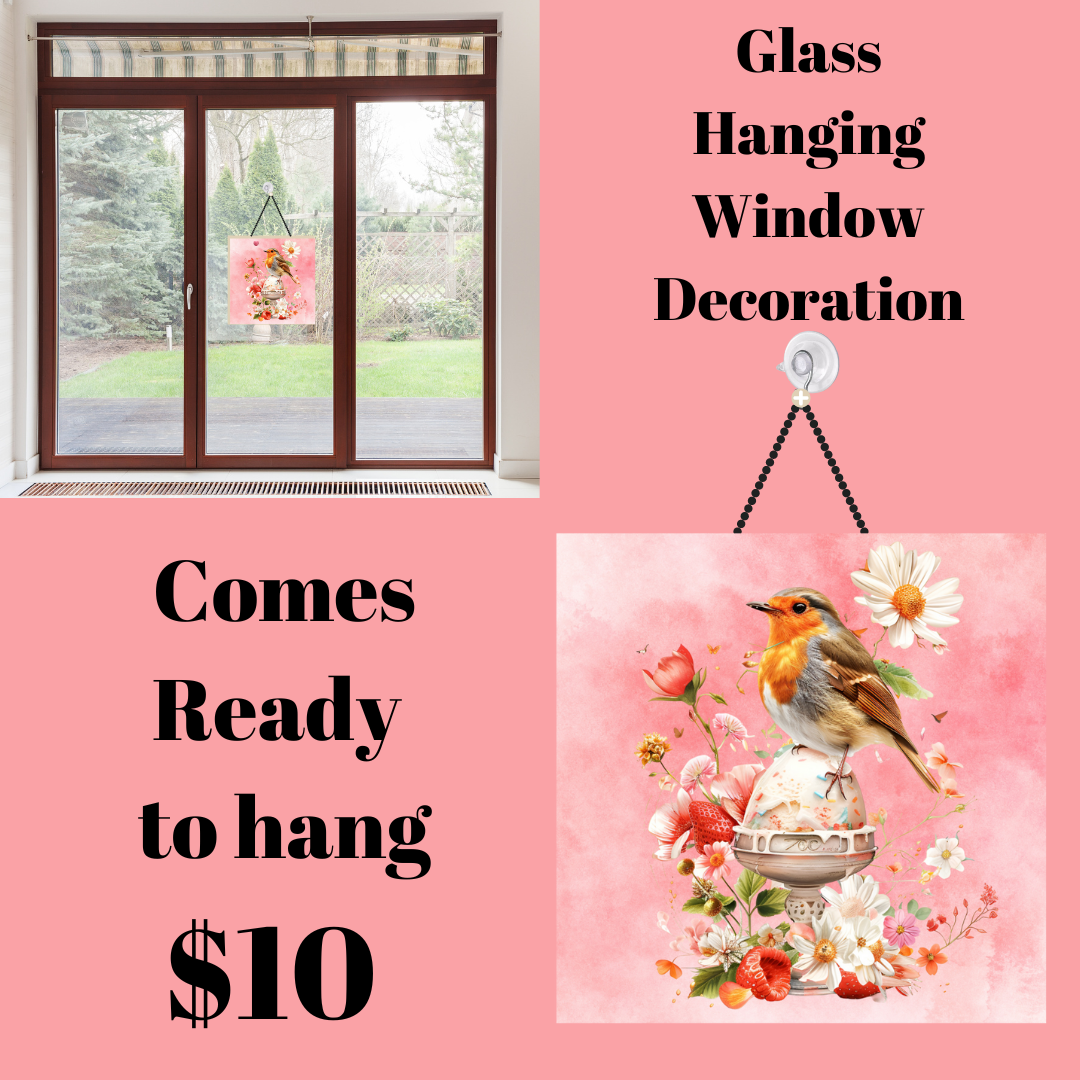 Elegant Bird Glass Hanging Window Decoration