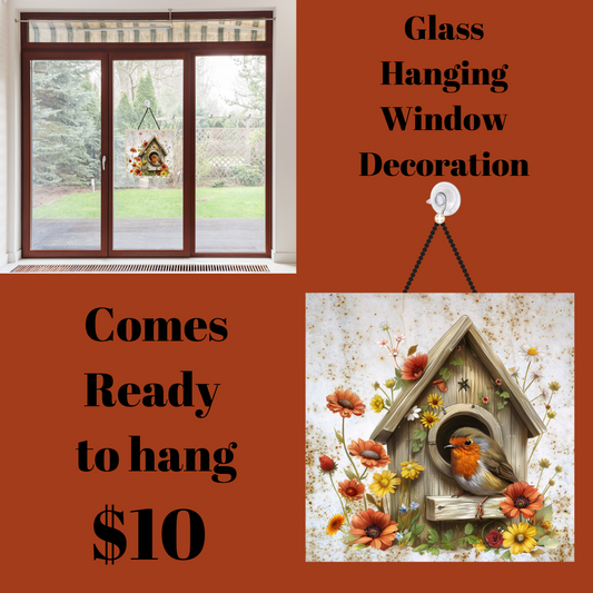 Elegant Bird Glass Hanging Window Decoration