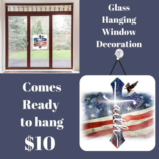 Patriotic Faith Glass Hanging Window Decoration