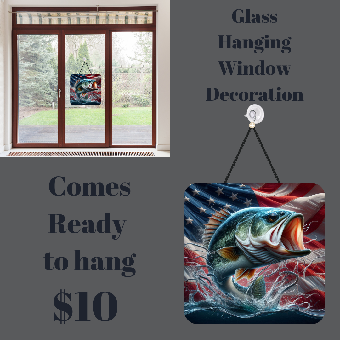 Patriotic Bass Fish Glass Hanging Window Decoration