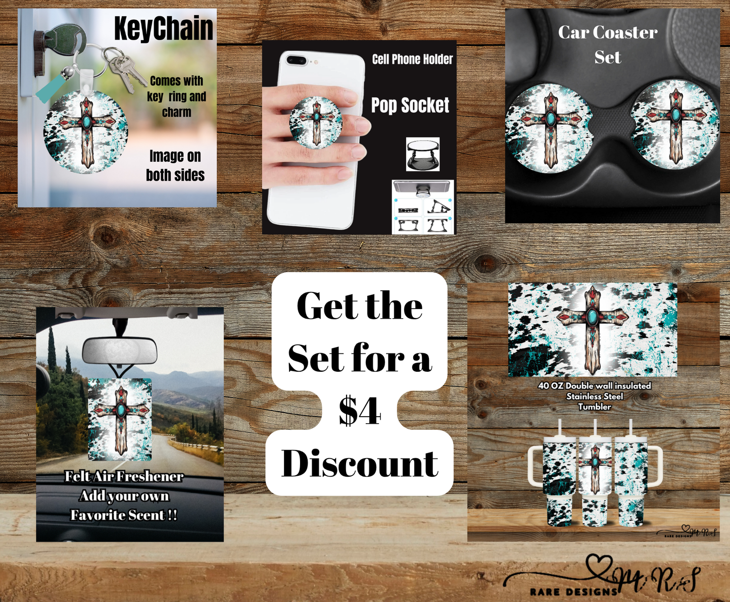 Turquoise Cross Cowhide Splash Gift Set (Save $4)