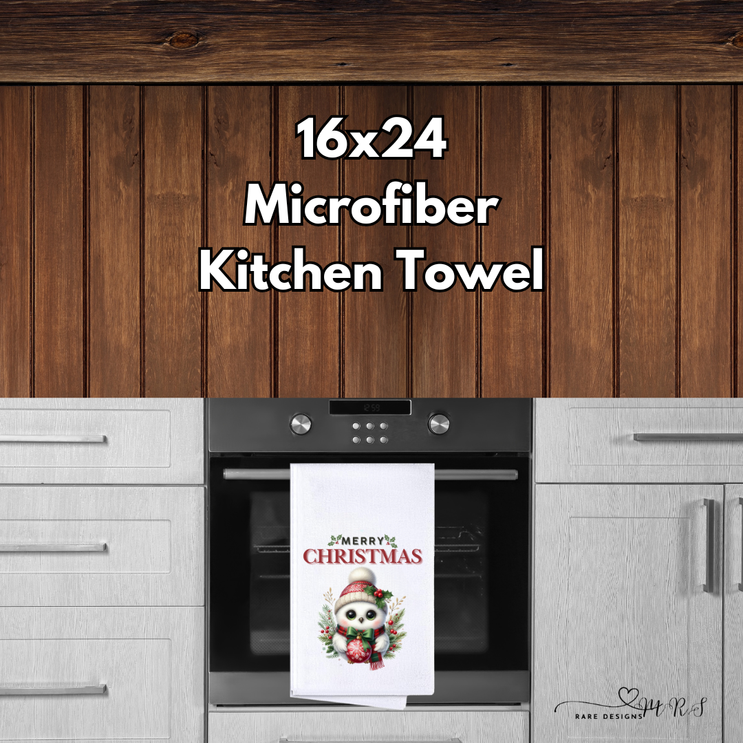 Merry Christmas Owl 16x24 Microfiber Kitchen Towel Collection