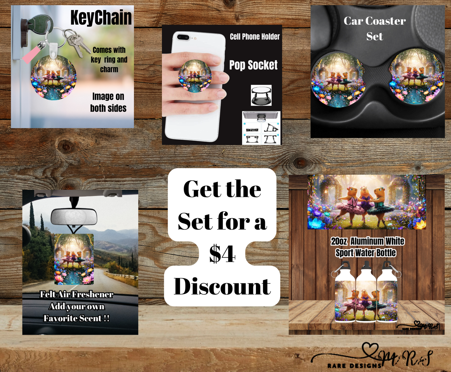 Dancing Axolotls Whimsical Gift Set- 20-ounce Aluminum Water Bottle