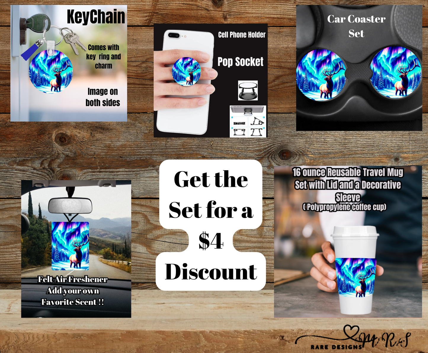 Northern Lights Elk Auto & Coffee Accessory Set – SAVE $4