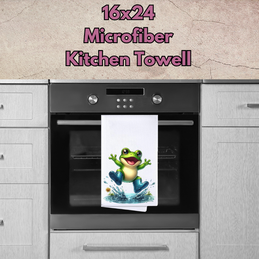 Froggy Whimsy Kitchen Towels – 16x24 Microfiber Collection